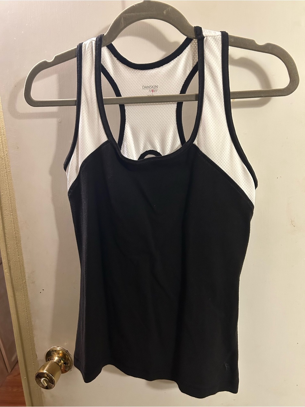 Danskin Black Tank Top with White Racerback Panels